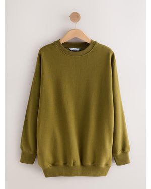 Next Relaxed Fit Essentials Longline Sweatshirt With Pockets - Green