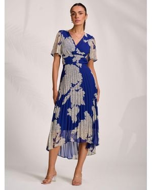 Jolie Moi Pleated Chiffon Maxi Dress - Blue