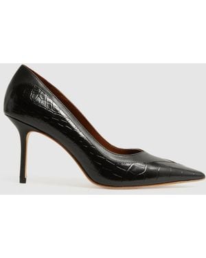 Reiss Gwyneth Leather Contrast Court Shoes - White