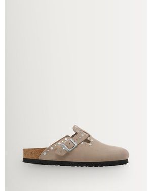 Birkenstock Boston Suede Rivet Clogs - Weiß