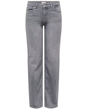 ONLY Mid Waist Straight Leg Jeans - Gray