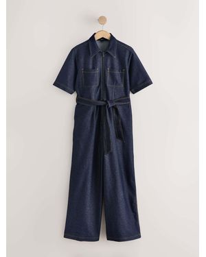 Next Denim Jersey Jumpsuit - Blue