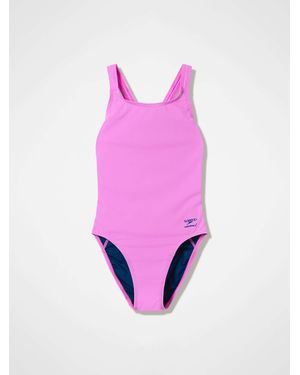 Speedo Solid Leaderback Swimsuit - Pink