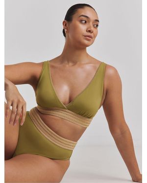 Simply Be Elastic Detail Bikini Set - Green