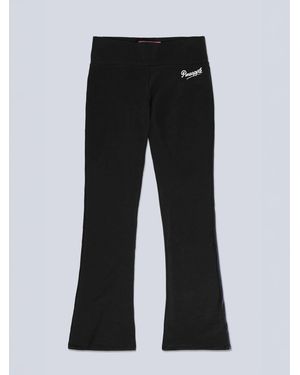 Pineapple Contrast Band Bootcut Jersey Pants - Black