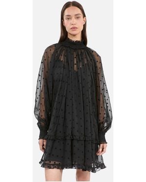 The Kooples Sheer High Neck Mini Dress - Black