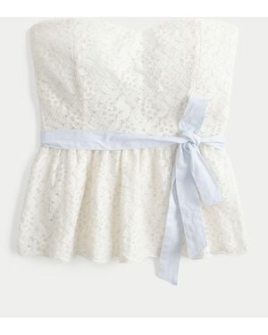 Hollister Strapless Bra Free Lace Top - White