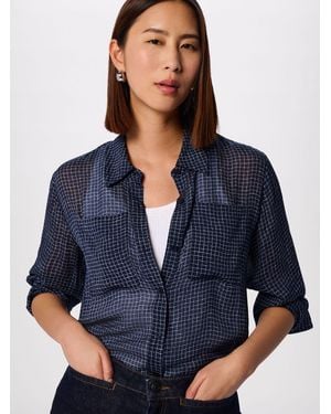 Whistles Grid Print Sheer Shirt - Blue