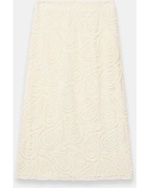 Mint Velvet Crochet Midi Skirt - White