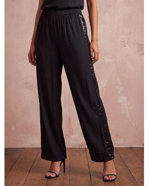 Roman Sequin Side Pants - Black