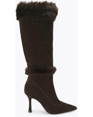 Carvela Kurt Geiger Leoni Fur Cuff Knee Boots - Black
