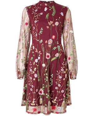 Joe Browns Ellie Floral Embroidered Long Sleeve Dress - Rot
