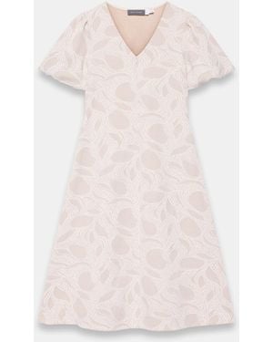 Mint Velvet Mint Velvet Jacquard Puff Sleeve Midi Dress - Pink