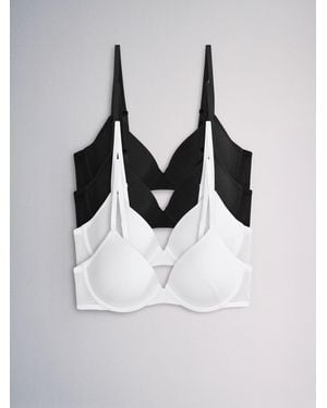 theset The Set 4 Pack Light Padded Cotton Plunge Bras - White