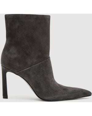 Reiss Suede Pointed-Toe Stiletto Ankle Boots - Black