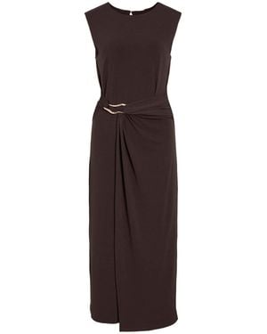 Vila O-Neck Midi Dress With Twisted Waist Detail - Purple
