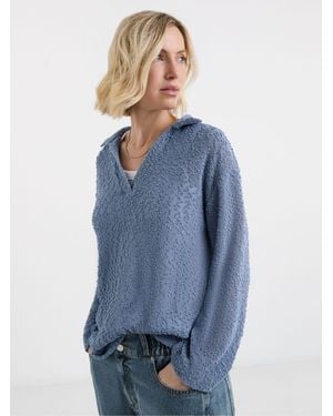 JD Williams Boucle V-Neck Long Sleeve Top - Blue