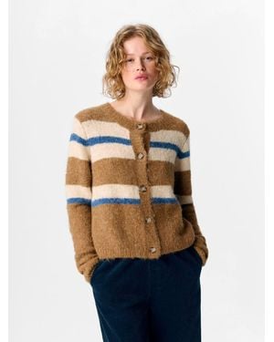 Object Stripe Long Sleeve Cardigan - Blue