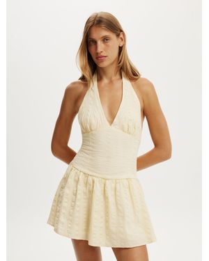Cotton On Kaity Halter Mini Dress - Natural