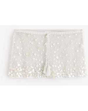 Never Fully Dressed Embellished Crochet Skirt - Natural