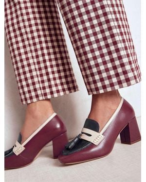 Boden Sol Block Heeled Penny Loafers - Red