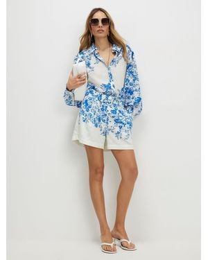 River Island Belted Floral Print Shorts - Blue