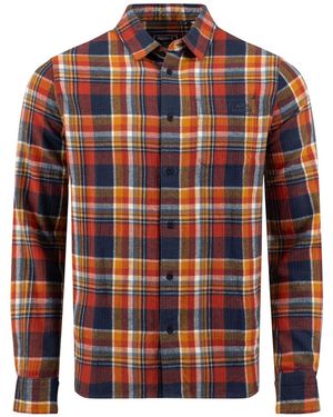 Weird Fish Broxton Long Sleeve Herringbone Check Shirt - Red
