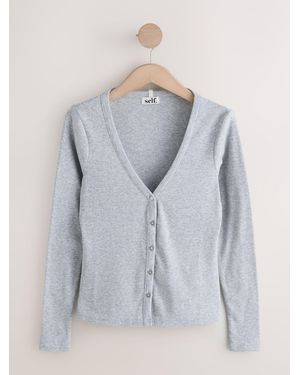 Self Ribbed Cardigan - Blue