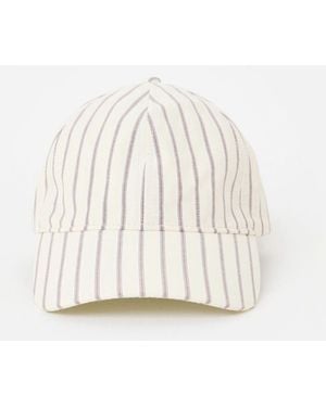 Oliver Bonas Butter & Striped Bow Cap Hat - White