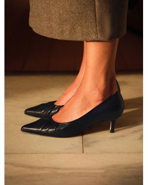 Russell & Bromley Leather Cathy Ruched Court Heels - Black