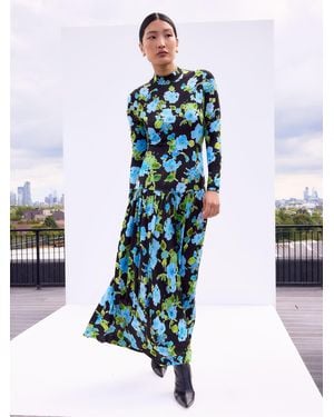 Ro & Zo Petite Houndstooth Dropped Waist Jersey Dress - White