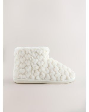 Next Faux Fur Heart Slipper Boots - Natural