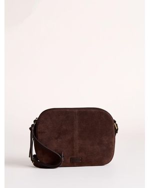 Lakeland Leather Chocolate Scales Suede Camera Bag - Brown