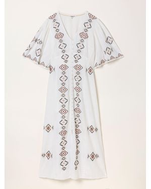 FatFace Fatface Solene Petite Embroidered Midi Dress - Natural