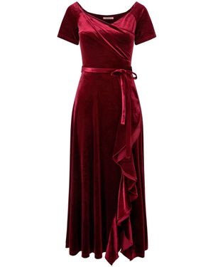 Joe Browns Petite Perfect Party Ruffle Velour Dress - Red