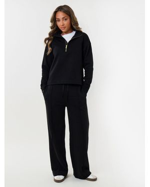 Threadbare Funnel Neck Wide Leg Sweat Set - Blue