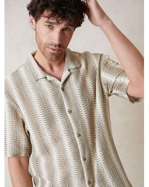Threadbare Crochet Relaxed Fit Short Sleeve Shirt - Brown