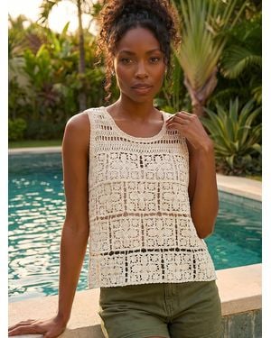 Roman Crochet Knit Vest - Green