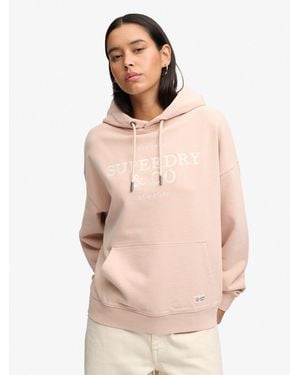 Superdry Luxe Casual Embroidered Relaxed Hoodie - Natural