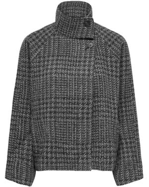 Jdy Check High-Neck Jacket - Gray