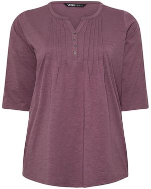 Yours Curve Pintuck Henley 100% Baumwolltopeu 44 (Uk 16) - Rot