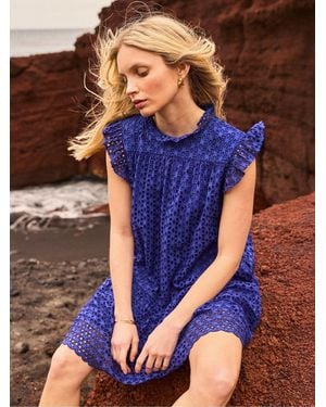 Ro & Zo Broderie Mini Dress - Blue