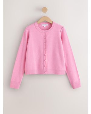 Next Supersoft Crew Neck Long Sleeve Cardigan - Pink