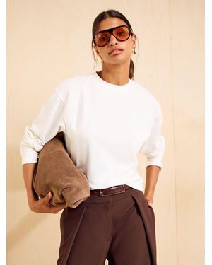 Friends Like These Ivory Long Sleeve Boxy T-Shirt - Brown