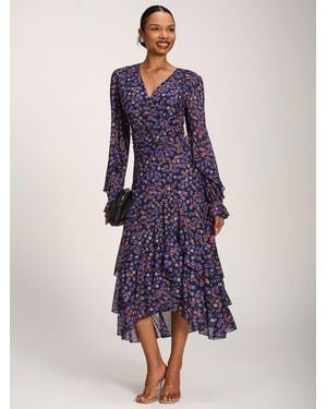Jolie Moi Frill Detail Mesh Dress - Blue