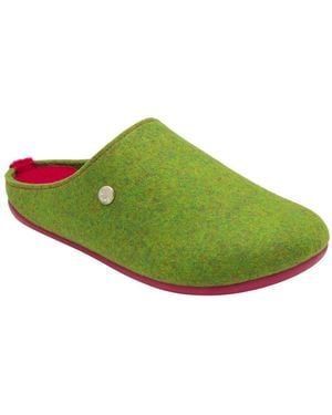 Lotus Textile Flat Mule Slippers - Green