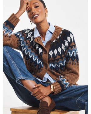 JD Williams Fair Isle Crew Neck Cardigan - Blue