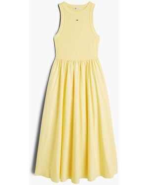 Tommy Hilfiger Slim Sleeveless Poplin Maxi Dress - Yellow