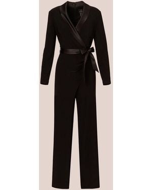 Adrianna Papell Adrianna Papell Jersey Combo Tuxedo Jumpsuit - Black