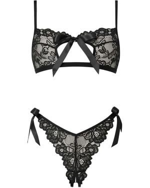 Ann Summers Ann Summers One More Kiss Lace Crotchless Set - Black